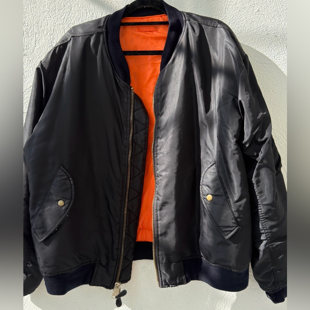 Reversible Black & Orange Bomber Jacket